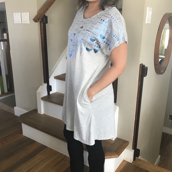 Graniph metallic tribal pattern T-shirt dress with pockets - Picture 2 of 11